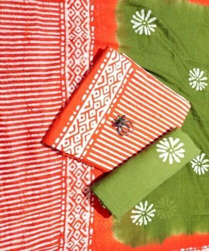Green Cotton Unstitched Suit Material