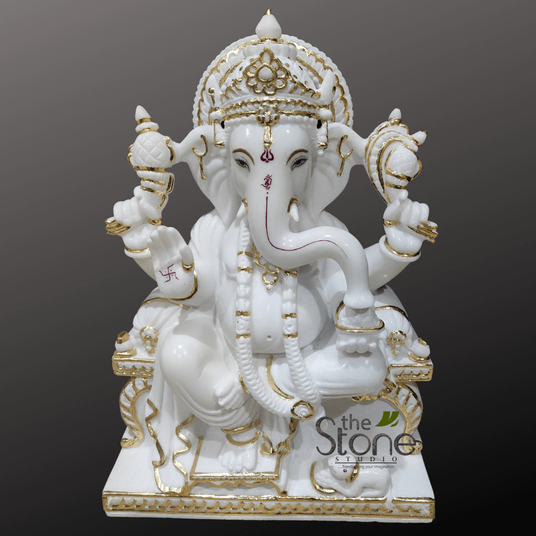 Makarana Marble God Statue - Color: White