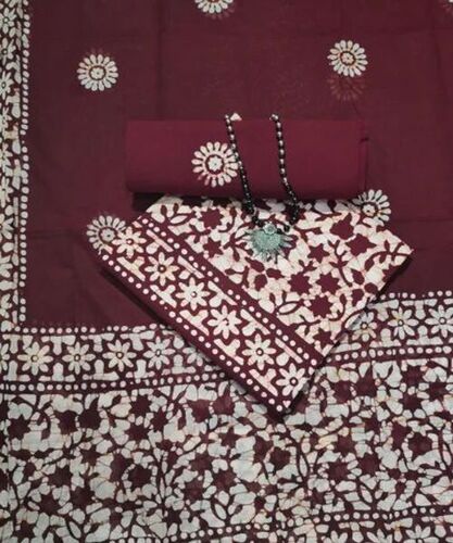 Maroon Cotton Unstitched Suit Material