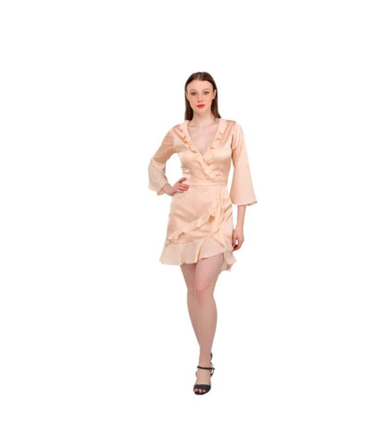 Charming Western Dresses - Satin, Size S-xxxl, Orange | Breathable, Quick Dry, Anti Wrinkle, Casual Short Sleeve