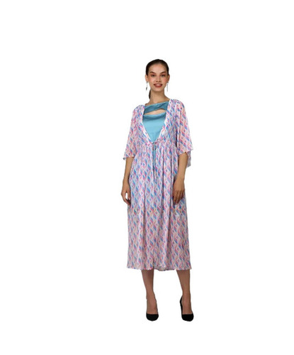 Fashionable Western Dresses - Georgette, All Sizes, Pink, Breathable, Quick Dry, Anti Wrinkle, Machine Wash