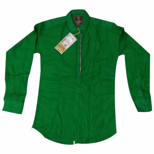 Men Green Plain Shirt
