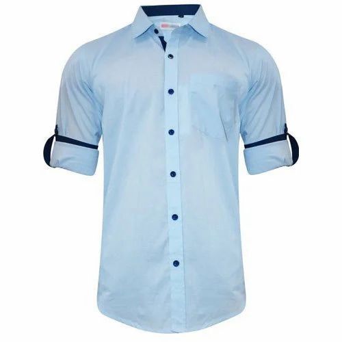 Men Light Blue Plain Shirt