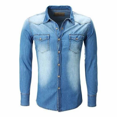 Mens Slim Fit Denim Shirt - Age Group: Adults