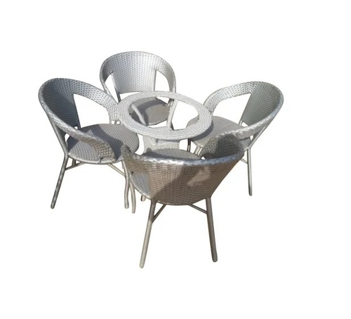 Outdoor Iron & Cane Chair Table Set