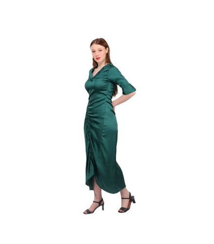 Stunning Western Dresses - Satin, Size S-XXXL, Green | Breathable, Washable, Quick Dry, Anti Wrinkle, No Fade, Casual 3/4th Sleeve