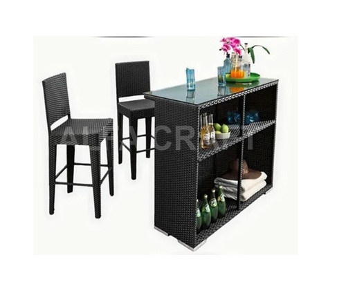 Wicker Bar Chair Counter Set