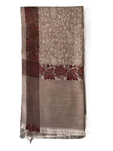 Cotton Blend Floral Border Self Design Shawls