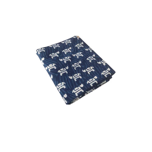 Cotton Handblock Elephant Printed Fabric - 100% Cotton, 1 Meter, Blue & White | Hand Block Print, Unstitched Ethnic Wear Fabric