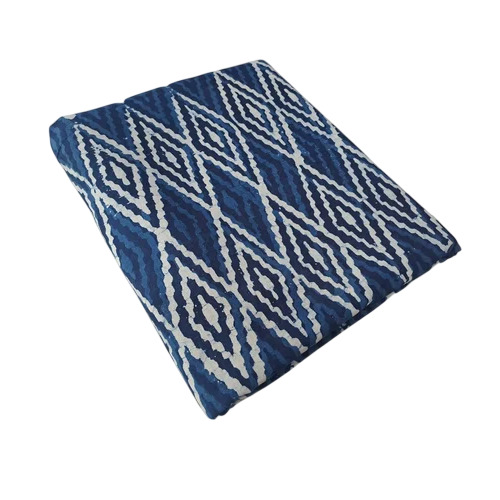 Cotton Handblock Fabric - 100% Cotton, 1 Meter, Blue & White | Lightweight, Block Print, Cambric