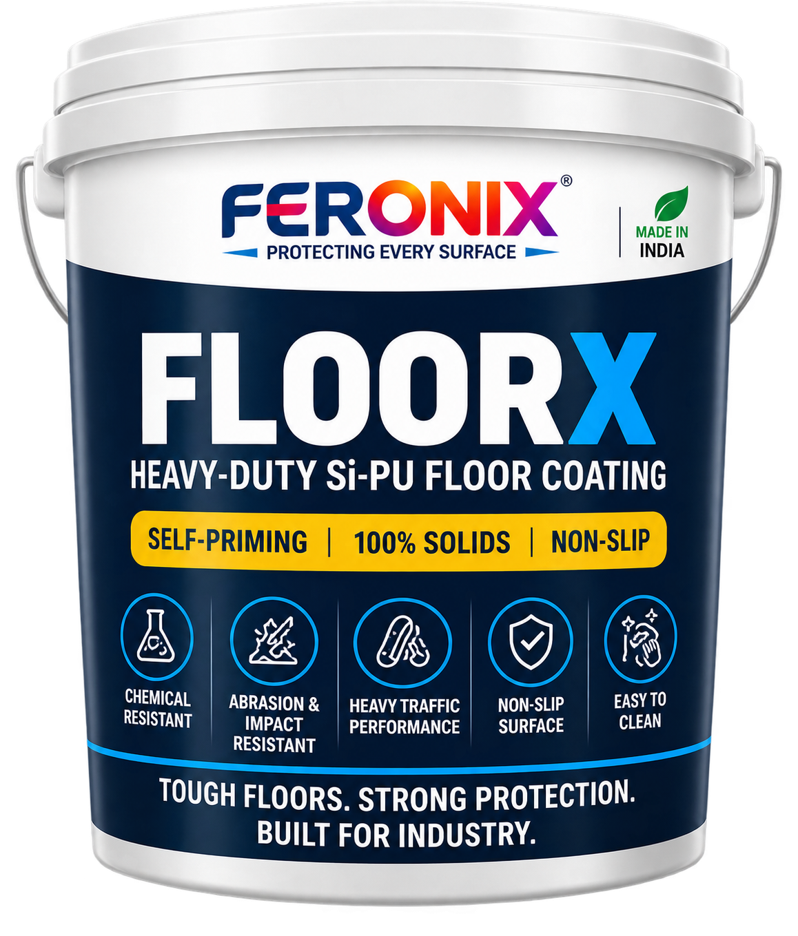 Feronix Floorx Si Pu Floor Coating Paint - Application: 1. Shake Part-A (Base Colour) Thoroughly Before Opening. 2. Add The Entire Contents Of Part-B (Hardener) To Part-A In The Ratio 04: 01 (A: B) By Volume. 3. Mix Thoroughly With A Slow-Speed For 02 Minutes