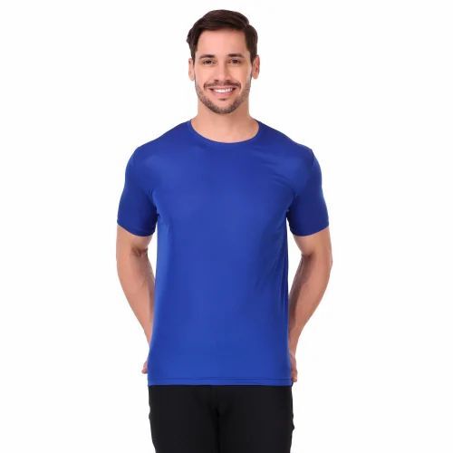 Royal Blue Men Polyester T Shirt - XL, Plain, Half Sleeves | Lightweight, Soft, Breathable, Quick Dry, Comfortable Fit