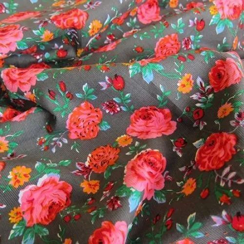 Satin Digital Floral Printed Fabric