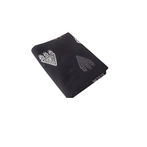 Black Cotton Hand Block Printed Fabric - 1 Meter Cambric Cotton