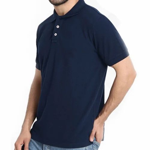 Men Navy Blue Plain T Shirt