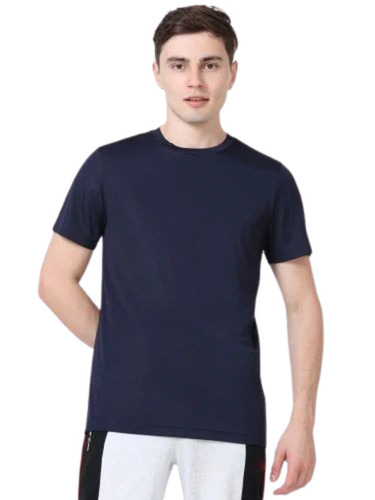 Men Navy Blue Round Neck T Shirt