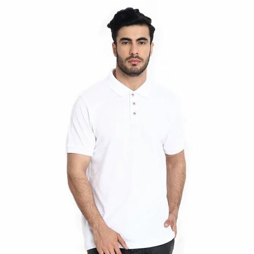 Men White V Neck T Shirt