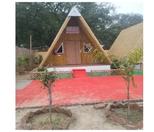 Modular Bamboo Handmade House - On Site Duplex Thatched Roof, 800+ Sq Ft, Fully Furnished | Brown Wooden Walls, 1 Door, 3 Windows
