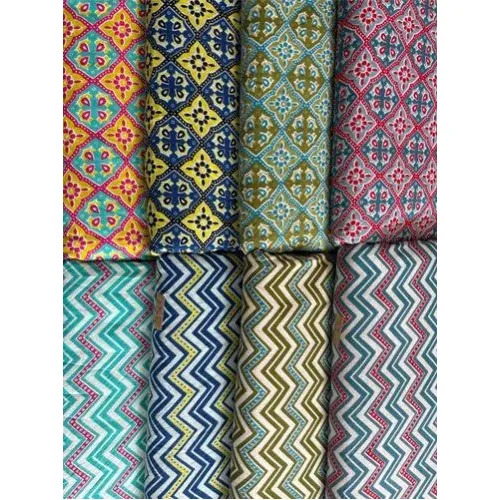 Multicolor Printed Cotton Ethnic Wear Dress Fabric