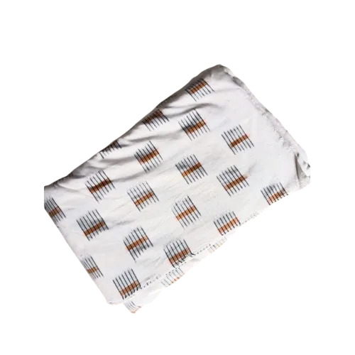 White Base Printed Cotton Double Ikat Fabric