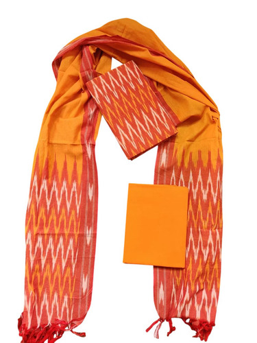 Yarn Dyed Cotton Ikat Suit Set Fabric - Cotton Ikat, 46 Inch, Multicolor | Smooth, Handloom, 450 GSM, Hand Wash