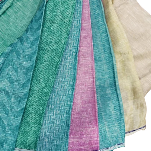 100% Linen Jacquard Fabrics - 1 Meter, Striped Pattern, Light Weight, Washable, Multi-Color
