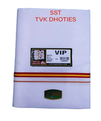 Bordered Plain Cotton Dhoti