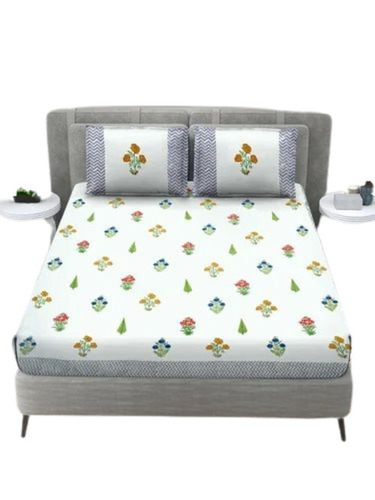 Cotton Hand Block Printed King Bedsheet