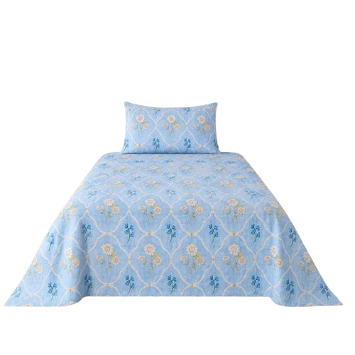 Cotton Single Bedsheet - Color: Blue