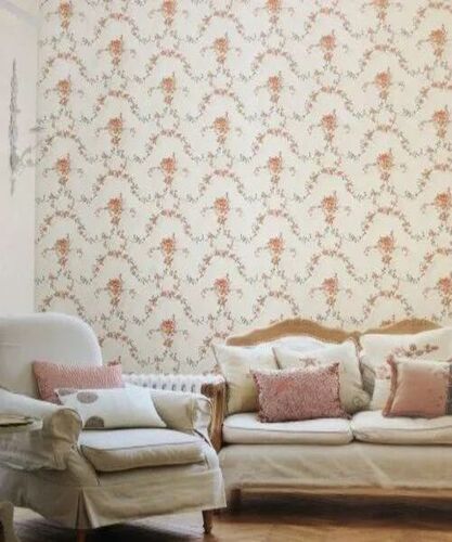 Floral Printed Vinyl Wallpaper