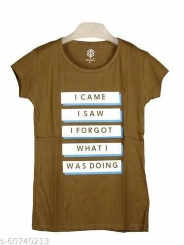 Ladies Brown Color Printed T Shirt