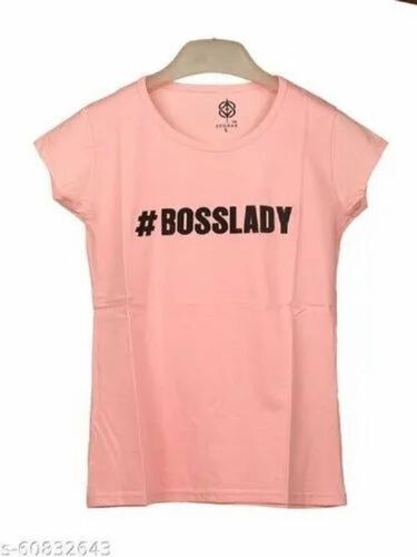 Ladies Pink Color Printed T Shirt