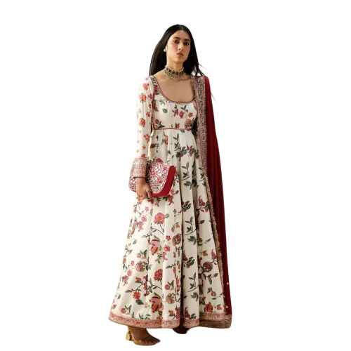 Ladies Printed Muslin Gown Fabric