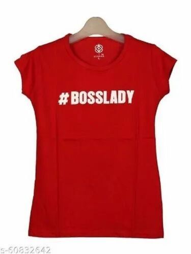 Ladies Red Printed T Shirt