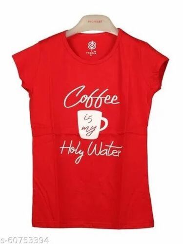 Ladies Round Neck Printed T Shirt