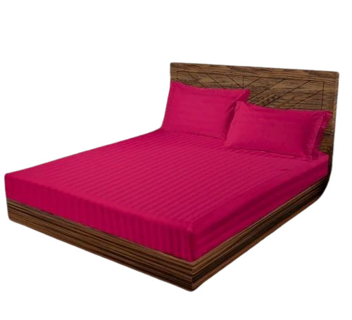Pink Striped Cotton Double Bed Sheet