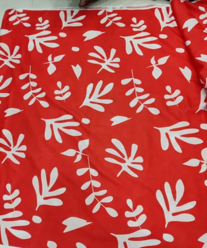 Red Crepe Printed Fabric
