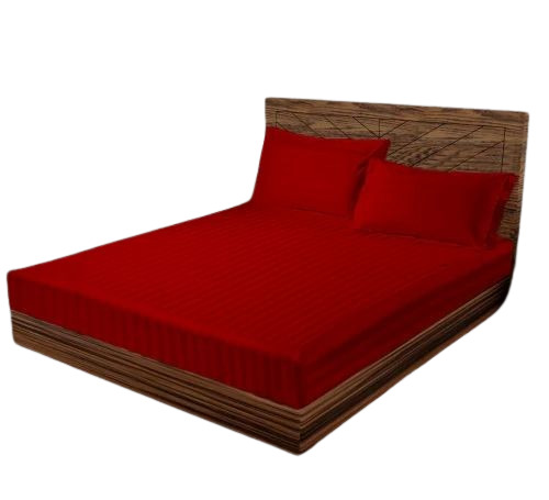 Red Striped Cotton Double Bed Sheet