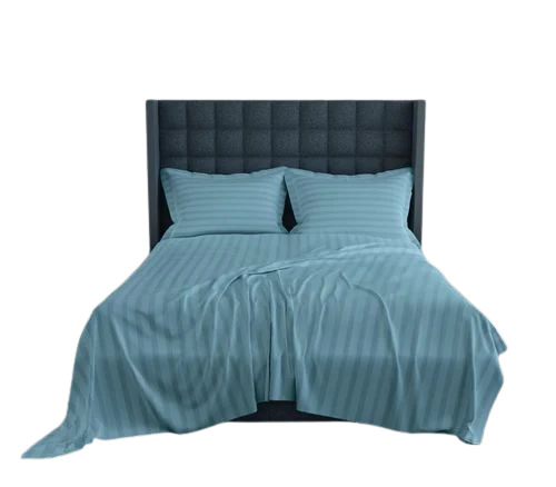 Sky Blue Flat Cotton Double Bed Sheet