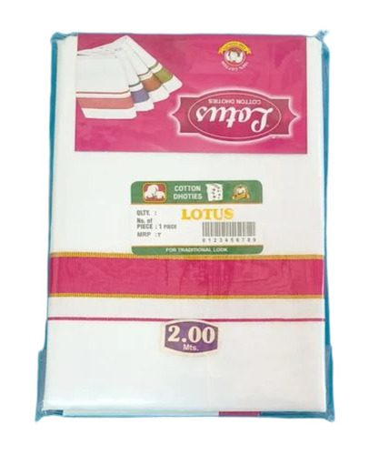 White Pure Cotton Dhoti - Cotton, White, Breathable, Anti Wrinkle, Comfortable, Easily Wear