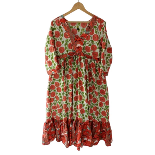 402 Gsm Printed Cotton Midi Dress
