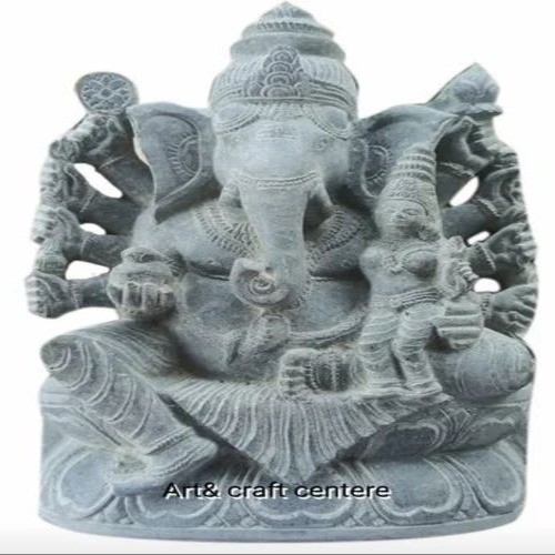 Gray Granite Stone Ganesh Statue