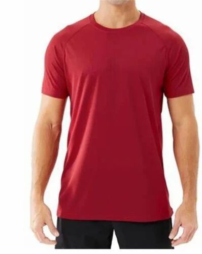 Men Polyester Plain T Shirt