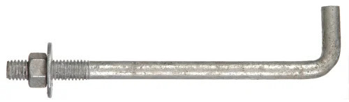 Mild Steel Foundation Bolt - MS M30x600mm Blackodised L Bend 150mm Thread | Polished Silver Finish Construction Use