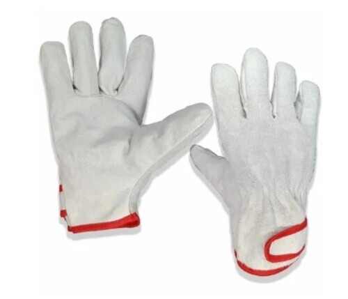 Unisex Leather Hand Gloves - Skin Friendly Fabric, Standard Size, White | Wrinkle Free, Comfortable