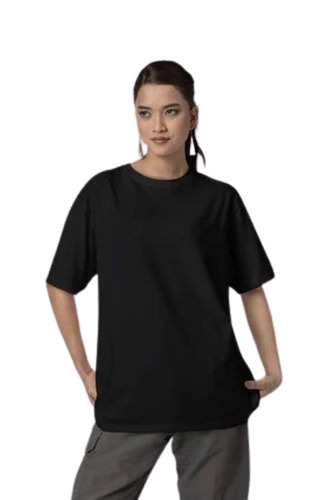 Women Cotton Black Color T Shirt