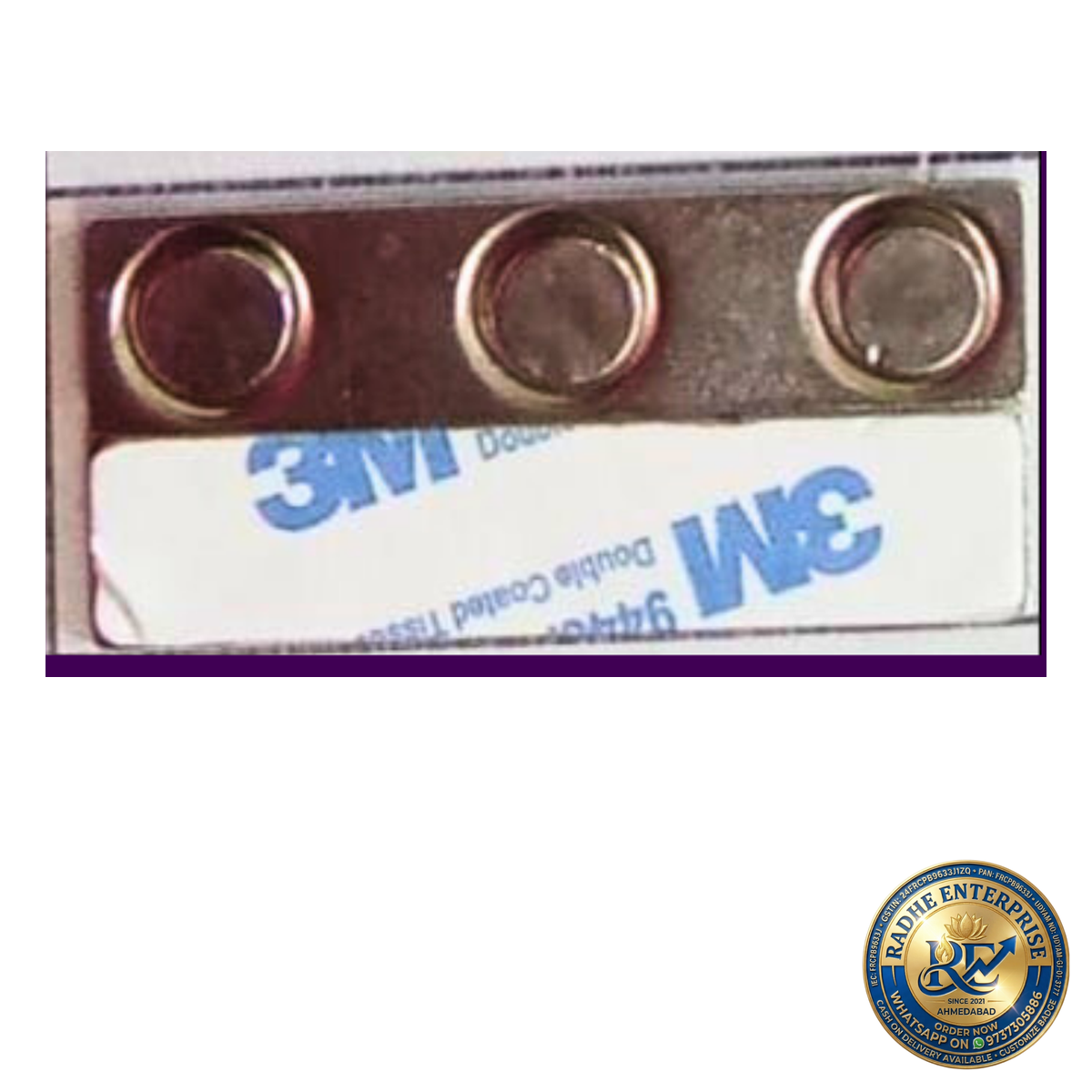 Magnetic Badge Fastener 60 X 14 Mm 3 Magnet Steel - Design: Rectangular