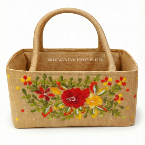 Premium Silk Embroidery Rectangular Basket
