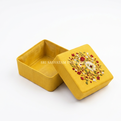Premium Silk Embroidery Square Box