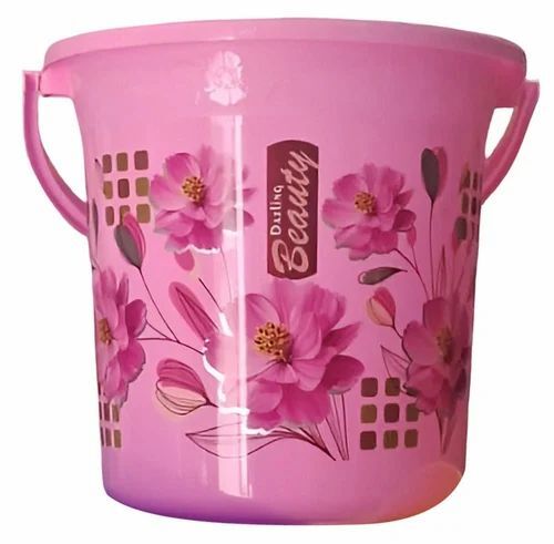Printed Pink Plastic Bucket
